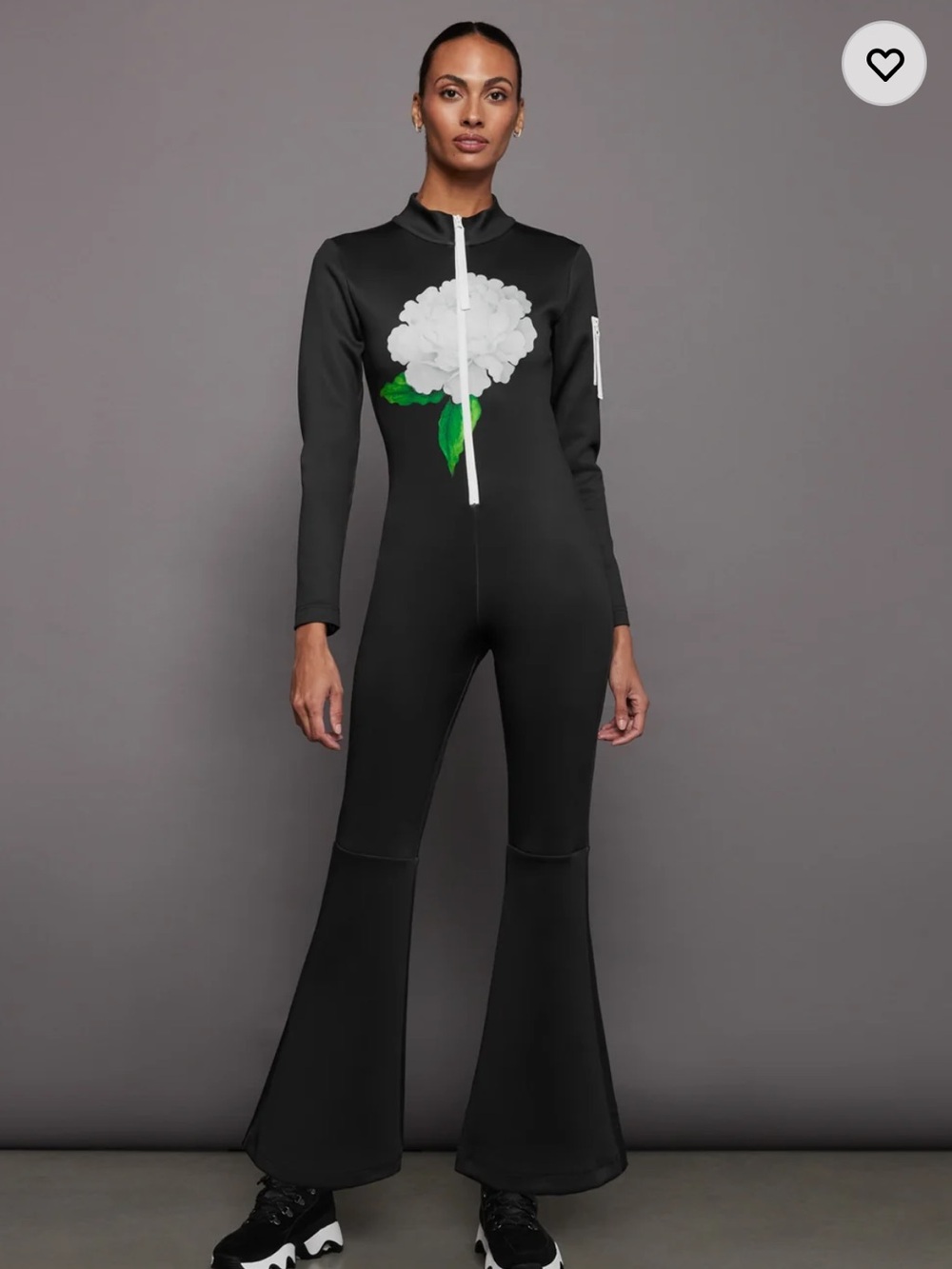 Cynthia Rowley black jumpsuit with white flower